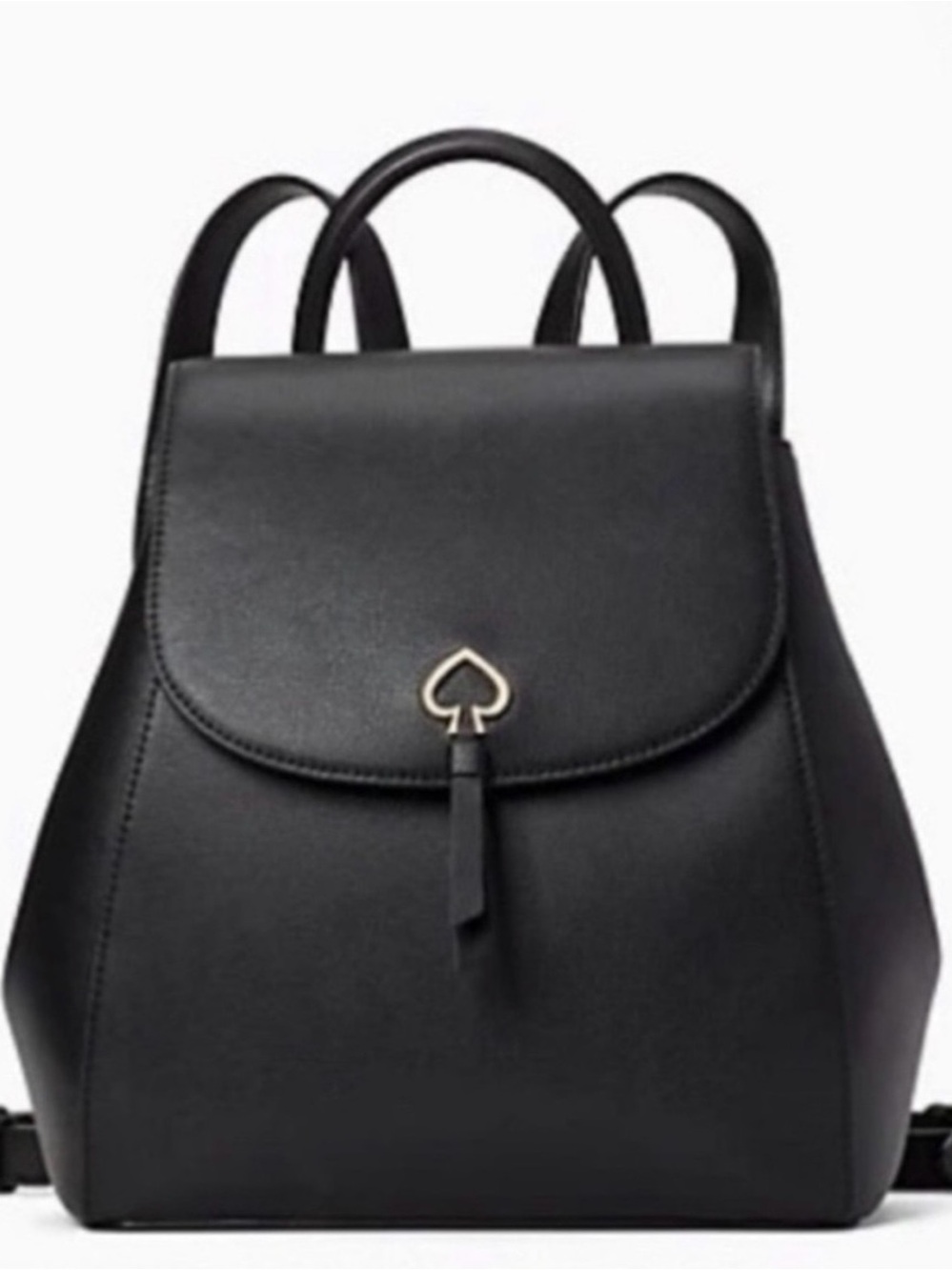 kate spade Black Leather Backpack with Gold Spade Accent
